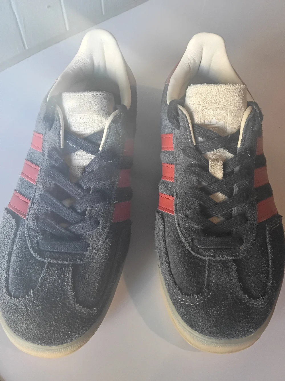 Adidas Men's Blue Suede Sneakers with Red Stripes